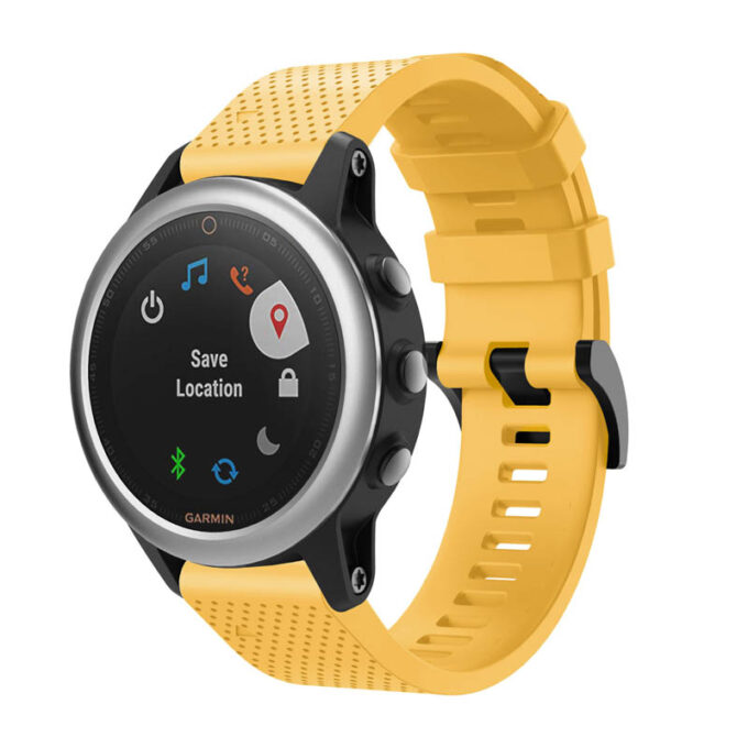 G.r71.10 Main Yellow StrapsCo Silicone Strap For Garmin Fenix 5S Rubber Watch Band