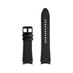 s.l1.1 Upright Black StrapsCo Genuine Leather Silicone Hybrid Strap for Samsung Galaxy Watch 4 Rubber Band