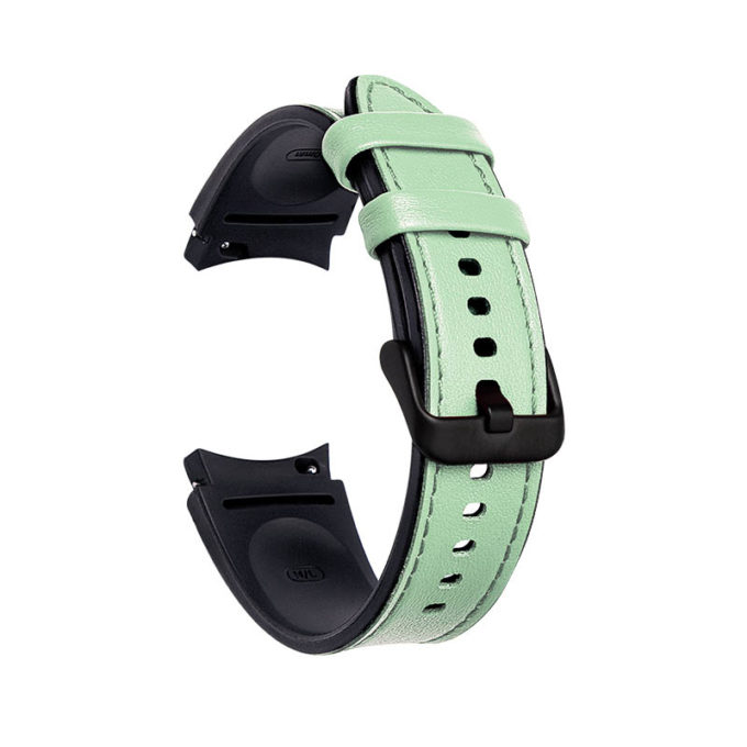 s.l1.11 Back Mint Green StrapsCo Genuine Leather Silicone Hybrid Strap for Samsung Galaxy Watch 4 Rubber Band
