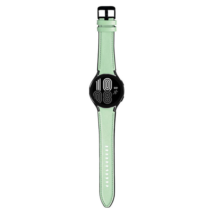 S.l1.11 Main Mint Green StrapsCo Genuine Leather & Silicone Hybrid Strap For Samsung Galaxy Watch 4 Rubber Band