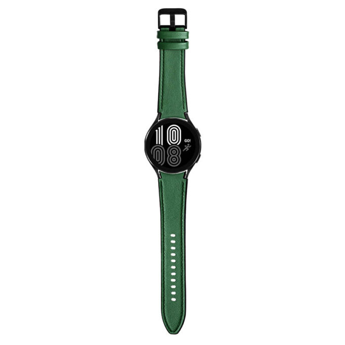 S.l1.11a Main Forest Green StrapsCo Genuine Leather & Silicone Hybrid Strap For Samsung Galaxy Watch 4 Rubber Band