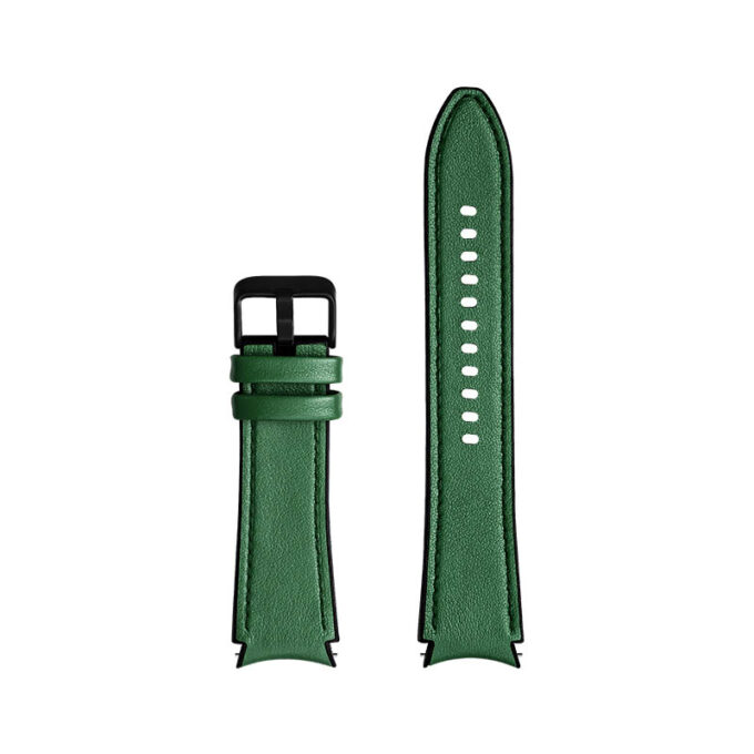 s.l1.11a Upright Forest Green StrapsCo Genuine Leather Silicone Hybrid Strap for Samsung Galaxy Watch 4 Rubber Band