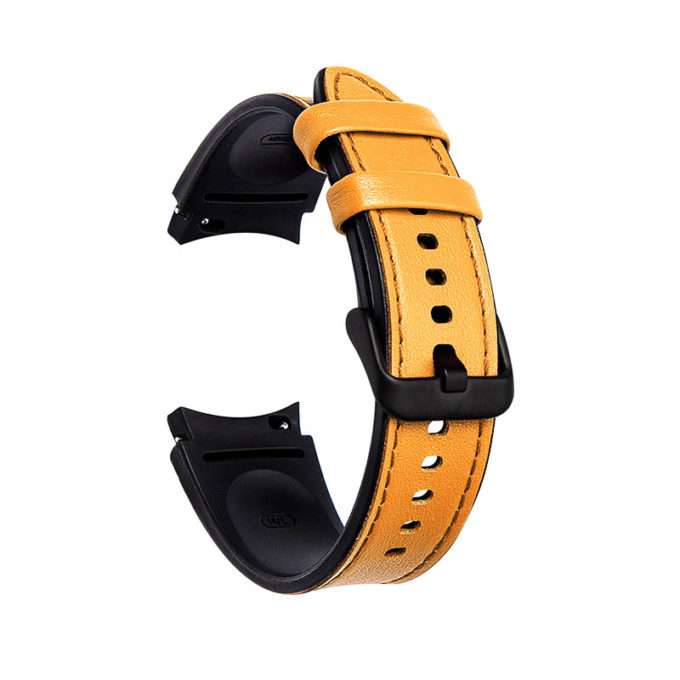 s.l1.12 Back Orange StrapsCo Genuine Leather Silicone Hybrid Strap for Samsung Galaxy Watch 4 Rubber Band