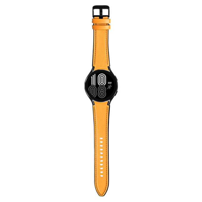 s.l1.12 Main Orange StrapsCo Genuine Leather Silicone Hybrid Strap for Samsung Galaxy Watch 4 Rubber Band