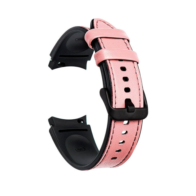 s.l1.13 Back Pink StrapsCo Genuine Leather Silicone Hybrid Strap for Samsung Galaxy Watch 4 Rubber Band