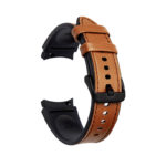 s.l1.2 Back Brown StrapsCo Genuine Leather Silicone Hybrid Strap for Samsung Galaxy Watch 4 Rubber Band