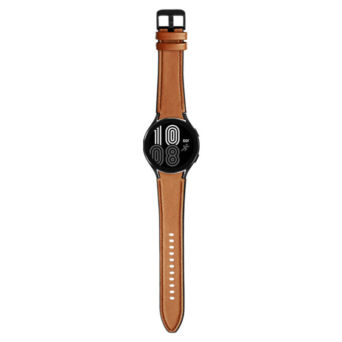 S.l1.2 Main Brown StrapsCo Genuine Leather & Silicone Hybrid Strap For Samsung Galaxy Watch 4 Rubber Band