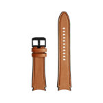 s.l1.2 Upright Brown StrapsCo Genuine Leather Silicone Hybrid Strap for Samsung Galaxy Watch 4 Rubber Band