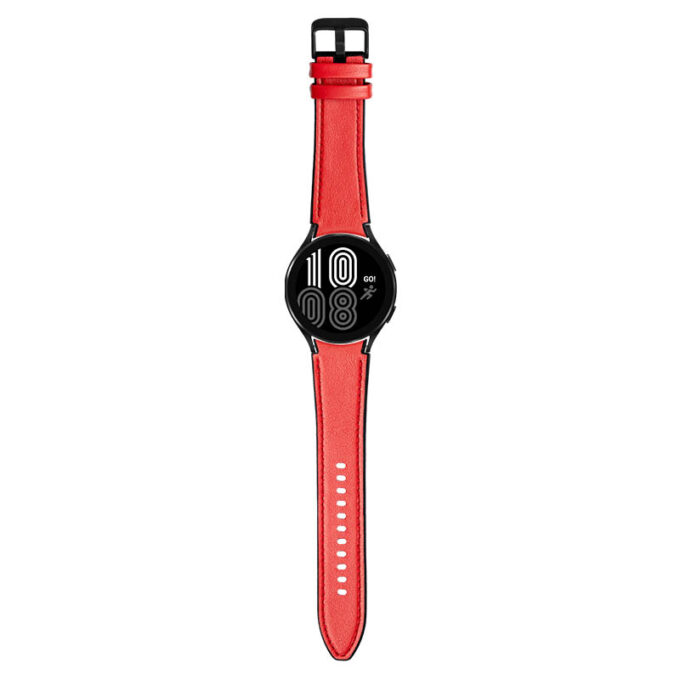S.l1.6 Main Red StrapsCo Genuine Leather & Silicone Hybrid Strap For Samsung Galaxy Watch 4 Rubber Band