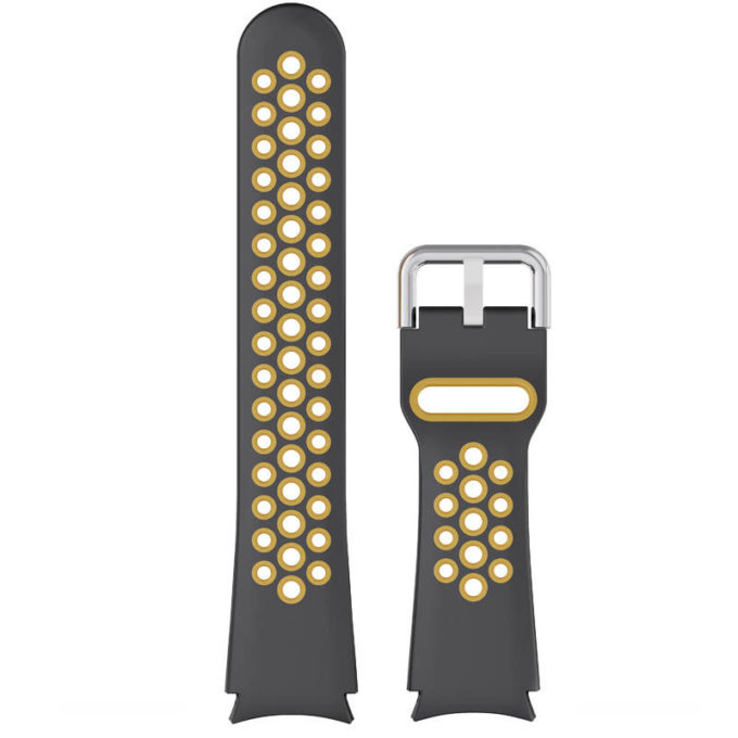 s.r25.1.10 Upright Black Yellow StrapsCo Perforated Soft Silicone Strap for Samsung Galaxy Watch 4 Sport e1637260520231