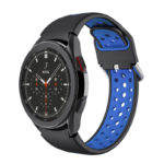 s.r25.1.5 Main Black Blue StrapsCo Perforated Soft Silicone Strap for Samsung Galaxy Watch 4 Sport