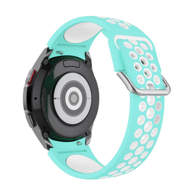s.r25.5a.22 Back Aqua White StrapsCo Perforated Soft Silicone Strap for Samsung Galaxy Watch 4 Sport