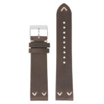 ds22.2 Main Dark Brown DASSARI V Stitch Vintage Distressed Leather Watch Band Strap Quick Release 18mm 19mm 20mm 21mm 22mm 24mm