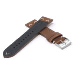 Ds22.8 Cross Brown DASSARI V Stitch Vintage Distressed Leather Watch Band Strap Quick Release 18mm 19mm 20mm 21mm 22mm 24mm