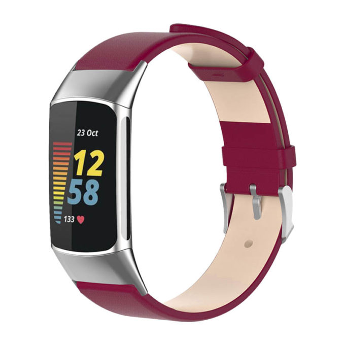 Fb.l45.6a Main Sangria Red StrapsCo Genuine Leather Strap For Fitbit Charge 5 Band