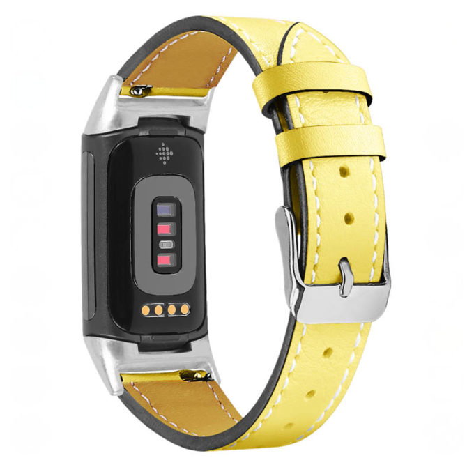 Fb.l46.10 Main Yellow StrapsCo Genuine Leather Band For Fitbit Charge 5