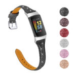 Fb.l48 Gallery (Metallic Black) StrapsCo Sparkling Genuine Leather Strap For Fitbit