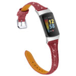 Fb.l48.6 Main Metallic Red StrapsCo Sparkling Genuine Leather Strap For Fitbit Charge