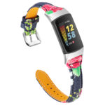 Fb.l49.f Main Bloom 1 StrapsCo Floral Genuine Leather Strap For Fitbit Charge 5 Women's