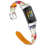 Fb.l49.h Main Bloom 2 StrapsCo Floral Genuine Leather Strap For Fitbit Charge 5 Women's