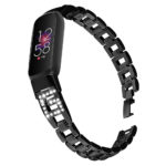 fb.m150.mb Main Black StrapsCo Chain Link Bracelet with Rhinestones for Fitbit Luxe Stainless Steel Metal