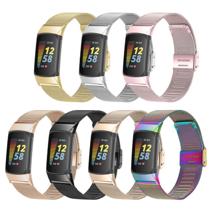 Fb.m153 All Color StrapsCo Mesh Bracelet For Fitbit Charge 5 Stainless Steel Metal Strap Band