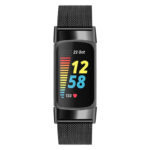 Fb.m153.mb Front Black StrapsCo Mesh Bracelet For Fitbit Charge 5 Stainless Steel Metal Strap Band