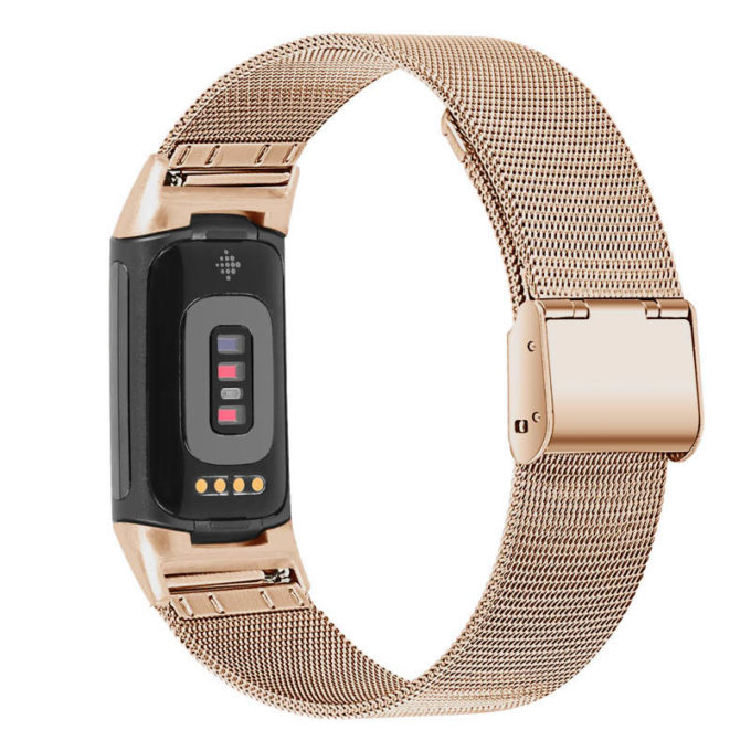 Fb.m153.rg Back Rose Gold StrapsCo Mesh Bracelet For Fitbit Charge 5 Stainless Steel Metal Strap Band