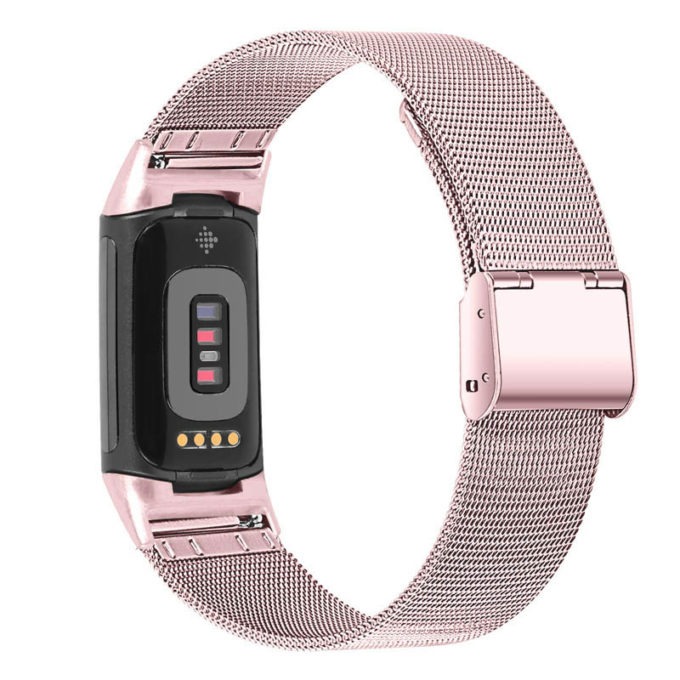 Fb.m153.rp Back Pink StrapsCo Mesh Bracelet For Fitbit Charge 5 Stainless Steel Metal Strap Band