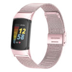 Fb.m153.rp Main Pink StrapsCo Mesh Bracelet For Fitbit Charge 5 Stainless Steel Metal Strap Band