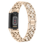 fb.m154.cg Back Champagne Gold StrapsCo Rhinestone Bracelet for Fitbit Charge 5 Stainless Steel Metal Strap Band