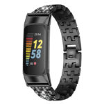 fb.m154.mb Main Black StrapsCo Rhinestone Bracelet for Fitbit Charge 5 Stainless Steel Metal Strap Band