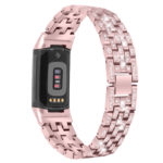 fb.m154.pg Back Pink StrapsCo Rhinestone Bracelet for Fitbit Charge 5 Stainless Steel Metal Strap Band