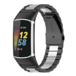 Fb.m155.mb.ss Main Black & Silver StrapsCo Stainless Steel Band For Fitbit Charge 5 Metal Strap