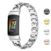 Fb.m156 Gallery (Silver) StrapsCo Cuban Link Bracelet For Fitbit Charge 5 Stainless Steel Metal Band Strap
