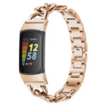 Fb.m156.rg Main Rose Gold StrapsCo Cuban Link Bracelet For Fitbit Charge 5 Stainless Steel Metal Band Strap