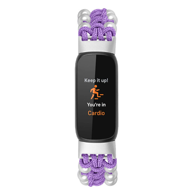 fb.ny36.18 Front Purple StrapsCo Adjustable Bead Strap for Fitbit Luxe Nylon Canvas Strap Band