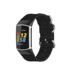 Fb.ny42.1 Main Black StrapsCo 3 Ring Nylon Strap For Fitbit Charge 5 Canvas Band