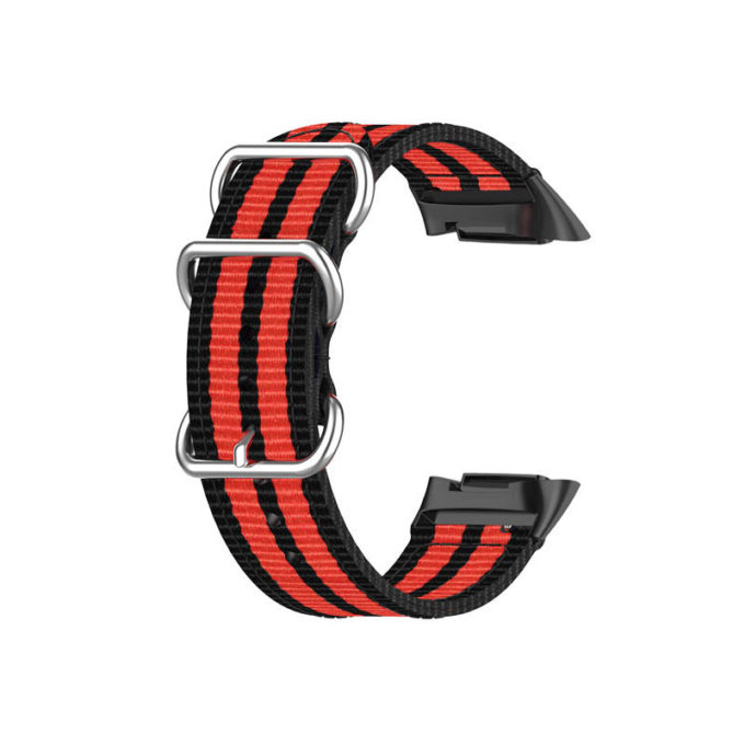 Fb.ny42.1.6 Back Black & Red StrapsCo 3 Ring Nylon Strap For Fitbit Charge 5 Canvas Band