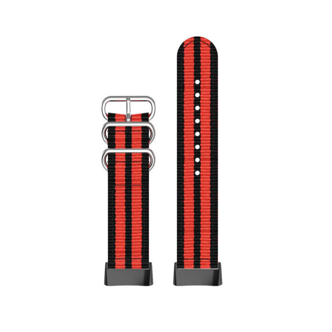 Fb.ny42.1.6 Upright Black & Red StrapsCo 3 Ring Nylon Strap For Fitbit Charge 5 Canvas Band