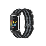 Fb.ny42.1.7 Main Charcoal & Grey StrapsCo 3 Ring Nylon Strap For Fitbit Charge 5 Canvas Band