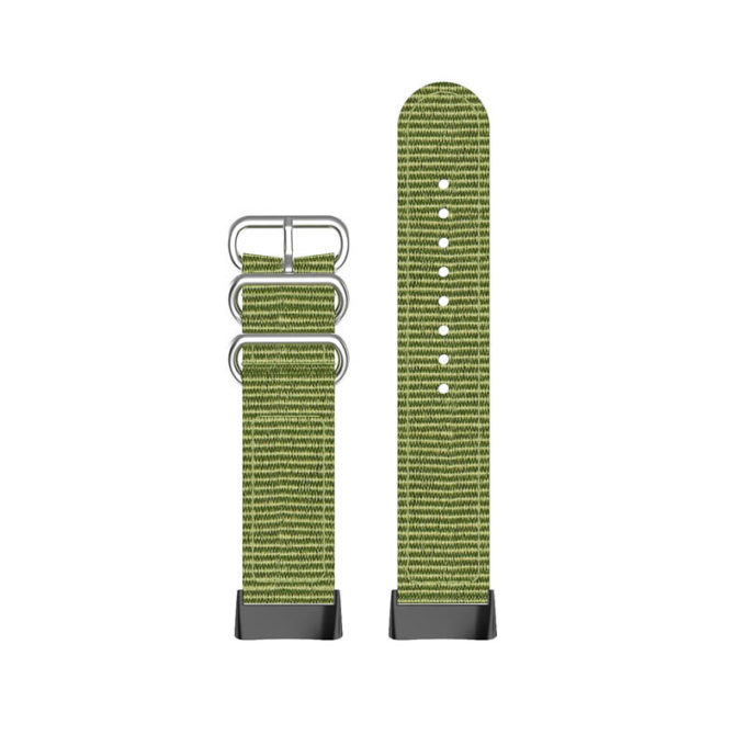 Fb.ny42.11 Upright Army Green StrapsCo 3 Ring Nylon Strap For Fitbit Charge 5 Canvas Band