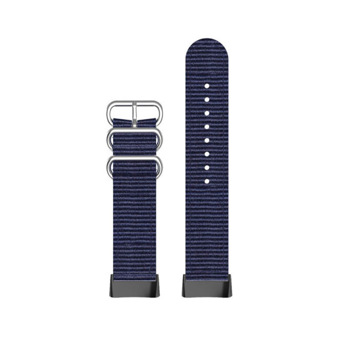 Fb.ny42.5 Upright Blue StrapsCo 3 Ring Nylon Strap For Fitbit Charge 5 Canvas Band