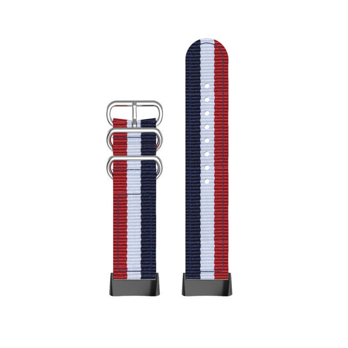 Fb.ny42.6.22.5 Upright Red, White & Blue StrapsCo 3 Ring Nylon Strap For Fitbit Charge 5 Canvas Band