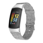 Fb.ny43.7 Main Grey StrapsCo Canvas Strap For Fitbit Charge 5 Nylon Band
