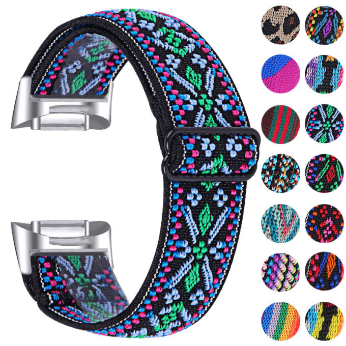 Fb.ny44 Gallery (Woven Pattern 7) StrapsCo Pattern Nylon Strap For Fitbit Charge 5 Canvas Band