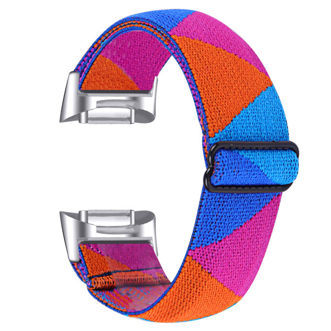 Fb.ny44.21 Main 80s Geometric StrapsCo Pattern Nylon Strap For Fitbit Charge 5 Canvas Band Canvas Band