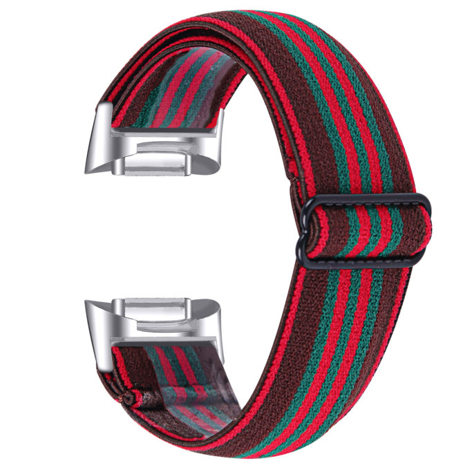 Fb.ny44.6 Main Green & Red StrapsCo Pattern Nylon Strap For Fitbit Charge 5 Canvas Band Canvas Band