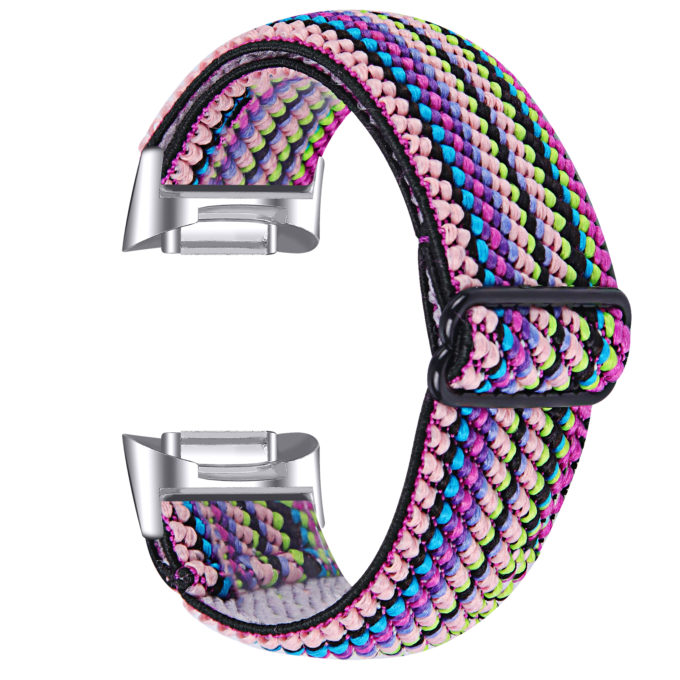 Fb.ny44.9 Main Woven Rainbow StrapsCo Pattern Nylon Strap For Fitbit Charge 5 Canvas Band Canvas Band