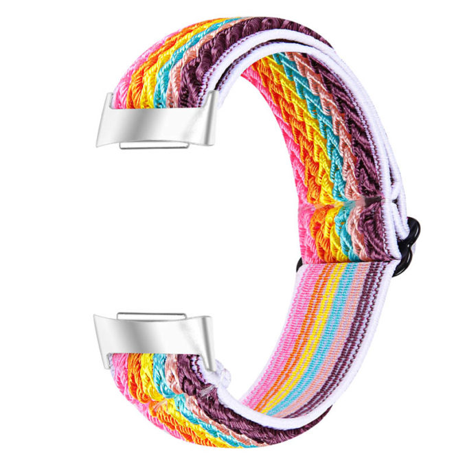 Fb.ny45.abc Back Light Rainbow StrapsCo Nylon Strap For Fitbit Charge 5 Canvas Band